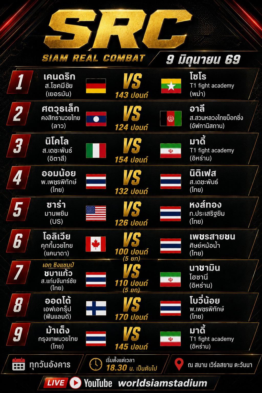 Fight card for SRC - Siam Real Combat (35)